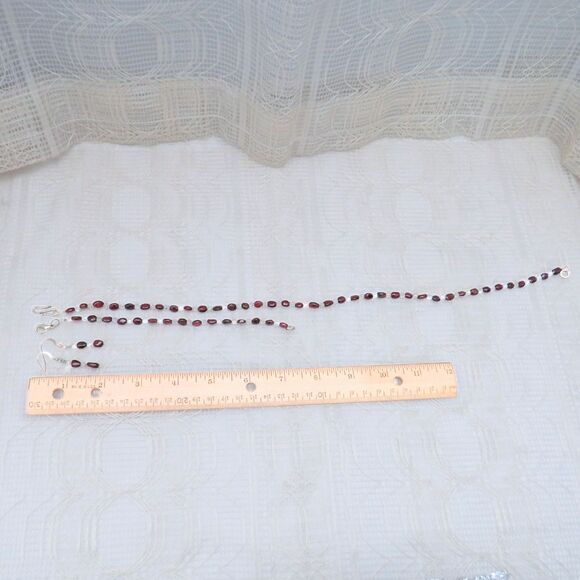 Handmade Garnet Jewelry Set, Garnet Necklace, Earrings, Bracelet, Gift For Her - Picture 2 of 9